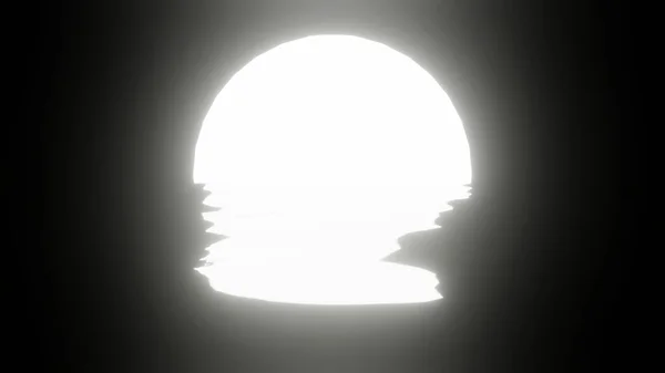 水や黒の背景に海に白い月の反射 Uhd 3Dレンダリング — ストック写真