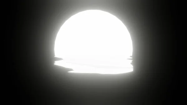 White Moon Reflection Water Ocean Black Background Uhd Rendering — 图库照片