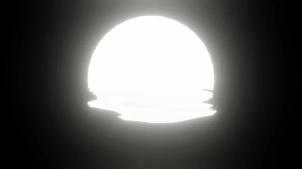 Fehér Hold Tükröződés Vízben Vagy Óceán Fekete Háttérben Uhd Renderelés — Stock Fotó