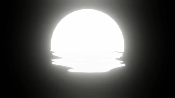 White Moon Reflection Water Ocean Black Background Uhd Rendering — Foto Stock