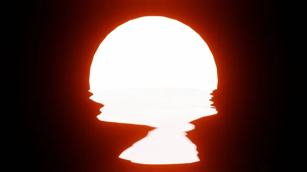 Fényes Narancs Sunset Tükröződés Vízben Vagy Óceán Fekete Alapon Uhd — Stock Fotó