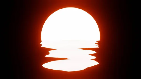 Яскраво Помаранчеве Відображення Заходу Сонця Воді Або Океані Чорному Тлі — стокове фото