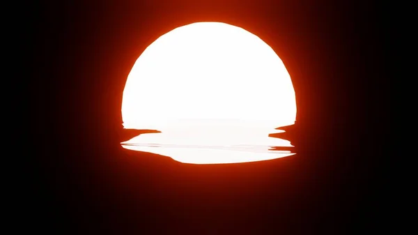 Bright Orange Sunset Reflection Water Ocean Black Background Uhd Rendering — 图库照片