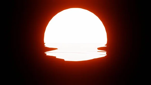 Světlý Oranžový Odraz Západu Slunce Vodě Nebo Oceánu Černém Pozadí — Stock fotografie