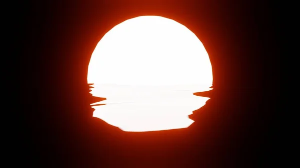 Ljusa Orange Sunset Reflektion Vatten Eller Havet Svart Bakgrund Uhd — Stockfoto