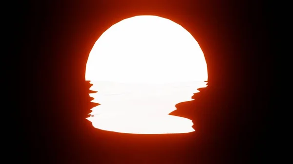 Bright Orange Sunset Reflection Water Ocean Black Background Uhd Rendering — Stockfoto