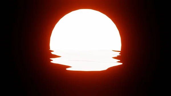 Bright Orange Sunset Reflection Water Ocean Black Background Uhd Rendering — Stockfoto
