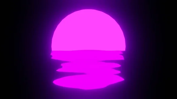 Purple Sunset Reflection Water Ocean Black Background Uhd Rendering — Stock fotografie