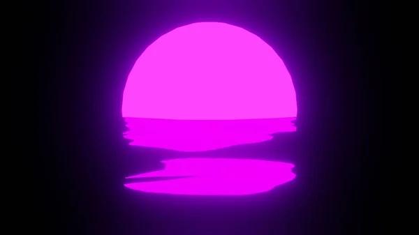 Purple Sunset Reflection Water Ocean Black Background Uhd Rendering — 스톡 사진