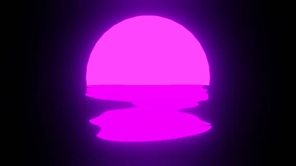 Purple Sunset Reflection Water Ocean Black Background Uhd Rendering — Photo