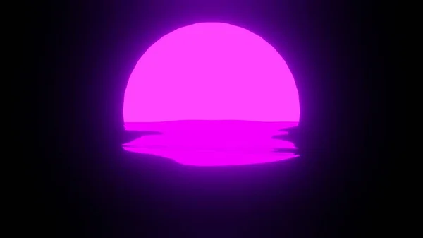 Purple Sunset Reflection Water Ocean Black Background Uhd Rendering — Stockfoto