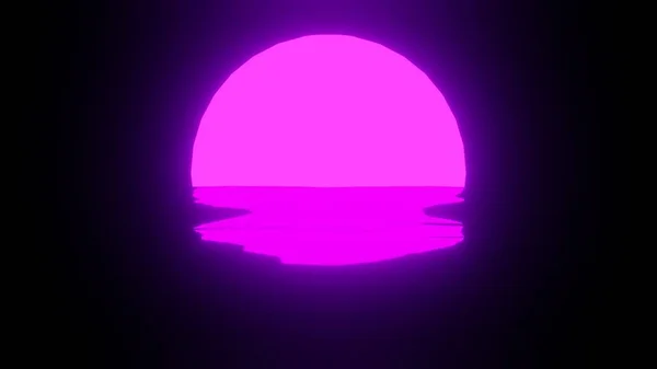 Purple Sunset Reflection Water Ocean Black Background Uhd Rendering — Stock Fotó