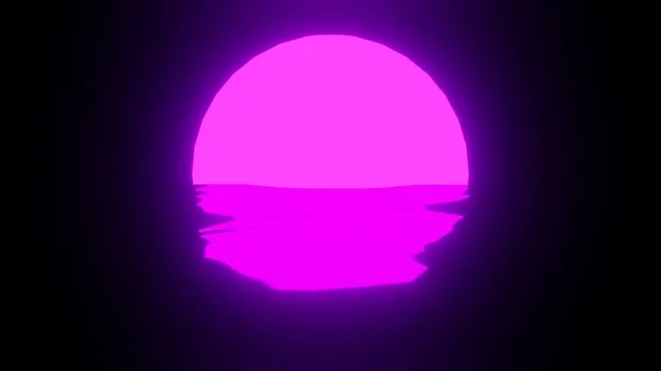 Purple Sunset Reflectie Het Water Oceaan Zwarte Achtergrond Uhd Destructie — Stockfoto
