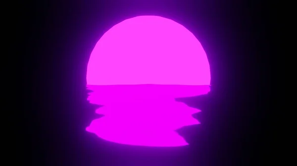 Purple Sunset Reflection Water Ocean Black Background Uhd Rendering — Fotografia de Stock