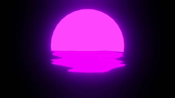 Purple Sunset Reflectie Het Water Oceaan Zwarte Achtergrond Uhd Destructie — Stockfoto