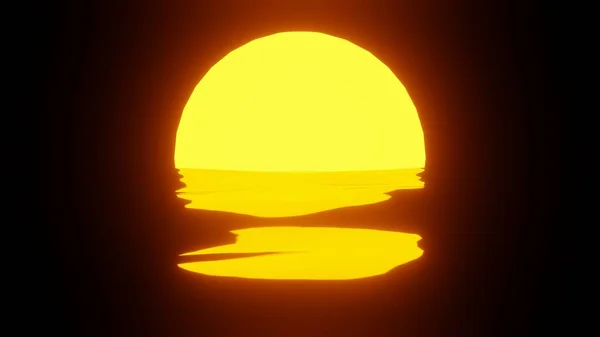 Sunset Reflection Water Ocean Black Background Uhd Rendering — Stock Fotó