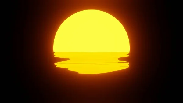 Reflexão Pôr Sol Água Oceano Sobre Fundo Preto Uhd Renderização — Fotografia de Stock