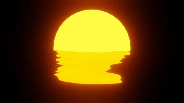 Sunset Reflection Water Ocean Black Background Uhd Rendering — 图库照片