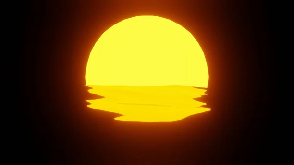 Sunset Reflection Water Ocean Black Background Uhd Rendering — стоковое фото