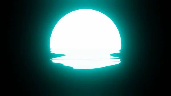 Яркий Голубой Закат Луна Воде Океане Черном Фоне Uhd Рендеринг — стоковое фото