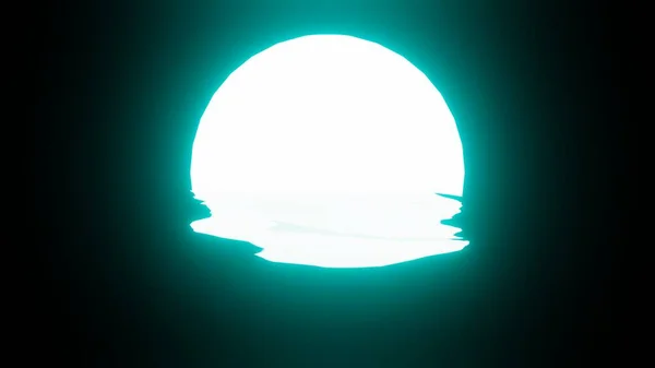 Luz Brilhante Pôr Sol Azul Reflexão Lua Água Oceano Sobre — Fotografia de Stock