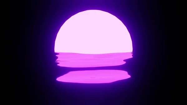 Яскраве Пурпурове Сонце Або Місяць Відбивають Воді Або Океані Чорному — стокове фото