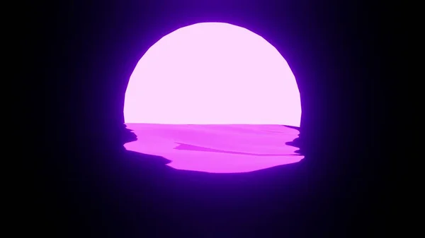 Bright Purple Sunset Moon Reflection Water Ocean Black Background Uhd — Stock Fotó