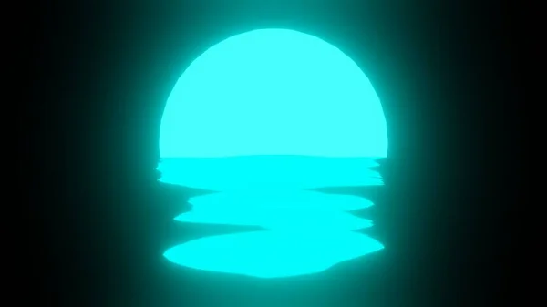 Ljusblå Solnedgång Eller Moon Reflektion Vatten Eller Havet Svart Bakgrund — Stockfoto