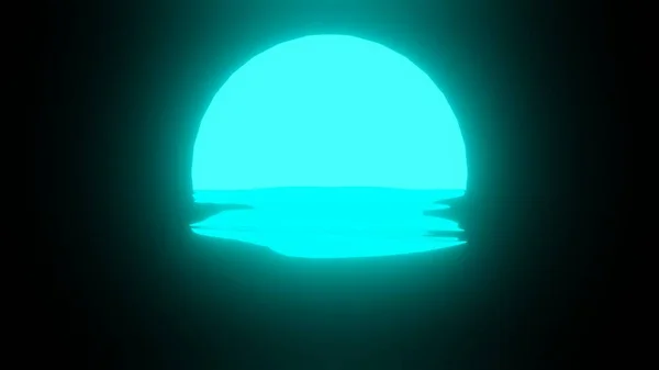 Lichtblauwe Zonsondergang Maanreflectie Water Oceaan Zwarte Achtergrond Uhd Destructie — Stockfoto