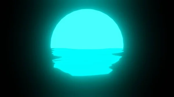Hellblauer Sonnenuntergang Oder Mondspiegelung Wasser Oder Ozean Auf Schwarzem Hintergrund — Stockfoto