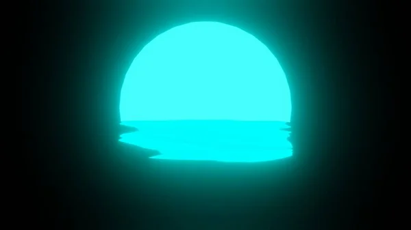 Világos Kék Naplemente Vagy Hold Tükröződés Vízben Vagy Óceán Fekete — Stock Fotó