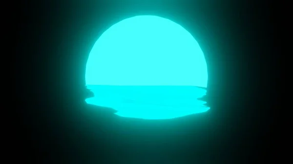Tramonto Azzurro Riflesso Lunare Acqua Nell Oceano Sfondo Nero Uhd — Foto Stock