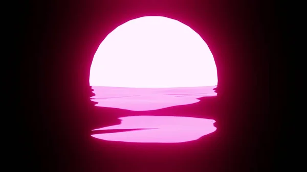 Magenta Sunset Eller Moon Reflektion Vatten Eller Havet Svart Bakgrund — Stockfoto