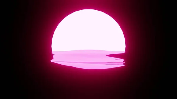Magenta Sunset Moon Reflection Water Ocean Black Background Uhd Rendering — Stock fotografie