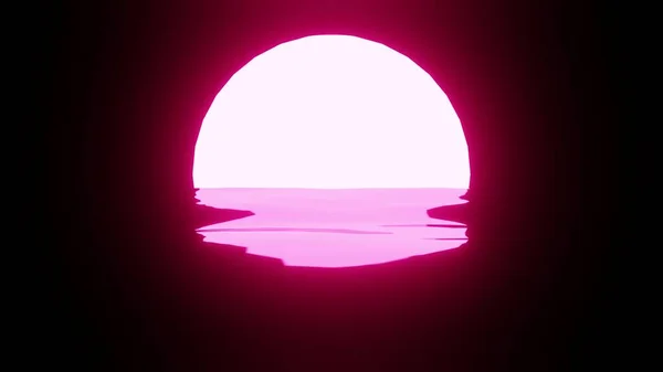 Purpurová Západ Slunce Nebo Odraz Měsíce Vodě Nebo Oceánu Černém — Stock fotografie
