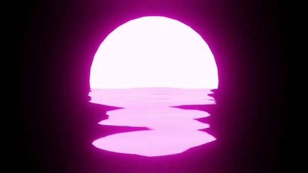 Рожевий Захід Сонця Або Місяць Відображення Воді Або Океані Чорному — стокове фото