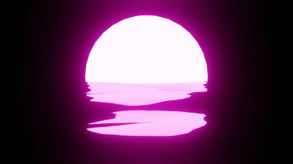 Pink Sunset 물이나 바다에서의 반사는 Uhd 렌더링 — 스톡 사진