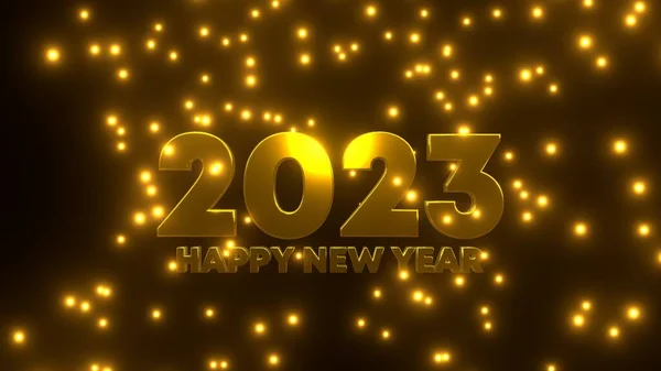 Happy New Year 2023 Golden Falling Particle Black Background Uhd — Stock Photo, Image