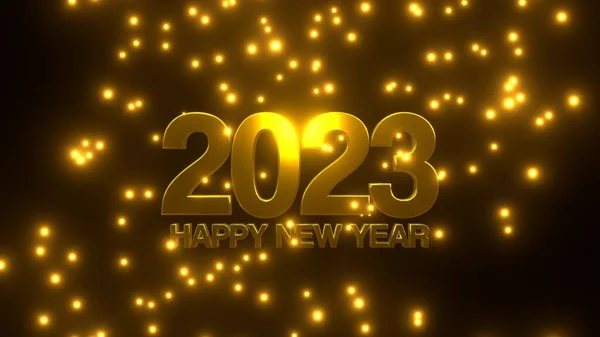 Happy New Year 2023 Golden Falling Particle Black Background Uhd — Stock Photo, Image