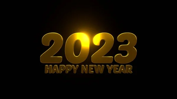 新年快乐 黑色背景的2023年 Uhd 3D渲染 — 图库照片