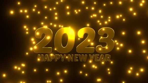 Šťastný Nový Rok 2023 Zlatými Padajícími Částicemi Černém Pozadí Uhd — Stock fotografie