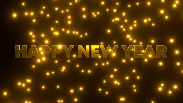 Yeni Yılınız Kutlu Olsun Siyah Arka Planda Düşen Altın Parçacıklar — Stok fotoğraf