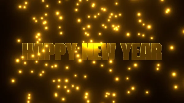 Happy New Year Golden Falling Particle Black Background Uhd Rendering — Stock Photo, Image