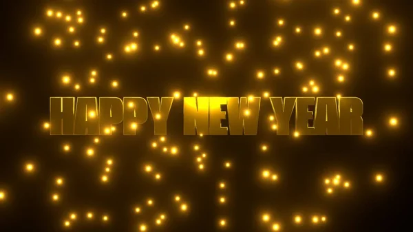 Happy New Year Golden Falling Particle Black Background Uhd Rendering — Stock Photo, Image