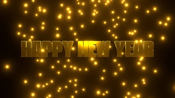 Frohes Neues Jahr Mit Goldenem Fallpartikel Auf Schwarzem Hintergrund Uhd — Stockfoto