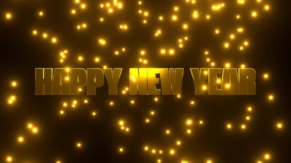Šťastný Nový Rok Zlatými Padajícími Částicemi Černém Pozadí Uhd Vykreslování — Stock fotografie