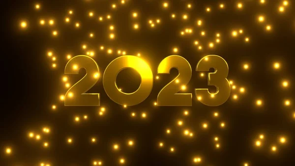 Новим 2023 Роком Золотою Частинкою Падає Чорному Тлі Uhd Візуалізація — стокове фото
