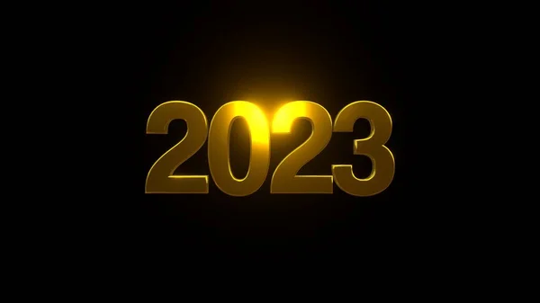 新年快乐 黑色背景的2023年 Uhd 3D渲染 — 图库照片