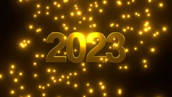 Feliz Año Nuevo 2023 Con Partícula Que Cae Oro Sobre —  Fotos de Stock