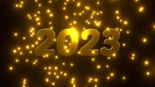 Новим 2023 Роком Золотою Частинкою Падає Чорному Тлі Uhd Візуалізація — стокове фото
